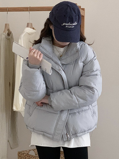 Korejska modna kratka pamučna jakna za 2023. Ženska ležerna topla jakna sa samostojećim ovratnikom Vintage ženska pufer jakna Široki kaput