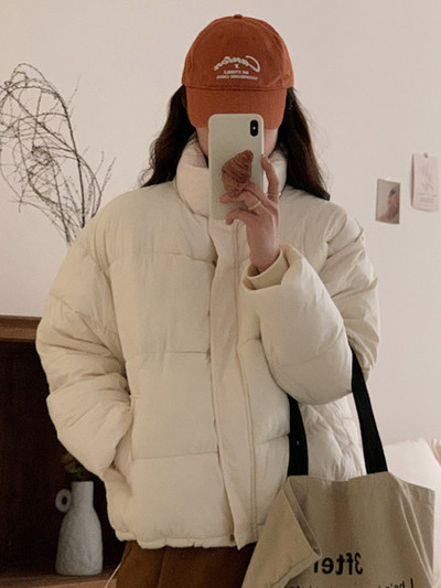 Korejska modna kratka pamučna jakna za 2023. Ženska ležerna topla jakna sa samostojećim ovratnikom Vintage ženska pufer jakna Široki kaput