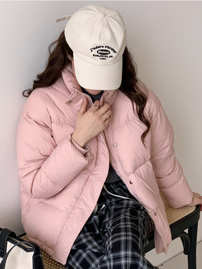 Korejska modna kratka pamučna jakna za 2023. Ženska ležerna topla jakna sa samostojećim ovratnikom Vintage ženska pufer jakna Široki kaput
