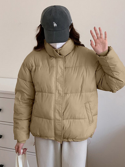 Korejska modna kratka pamučna jakna za 2023. Ženska ležerna topla jakna sa samostojećim ovratnikom Vintage ženska pufer jakna Široki kaput