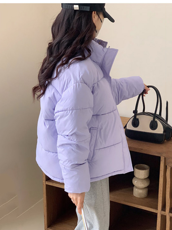 Korejska modna kratka pamučna jakna za 2023. Ženska ležerna topla jakna sa samostojećim ovratnikom Vintage ženska pufer jakna Široki kaput