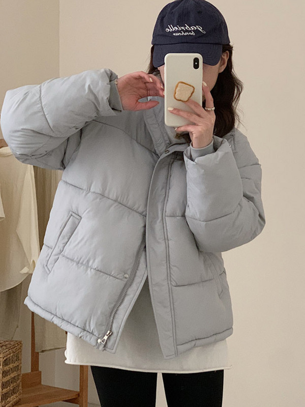 Korejska modna kratka pamučna jakna za 2023. Ženska ležerna topla jakna sa samostojećim ovratnikom Vintage ženska pufer jakna Široki kaput