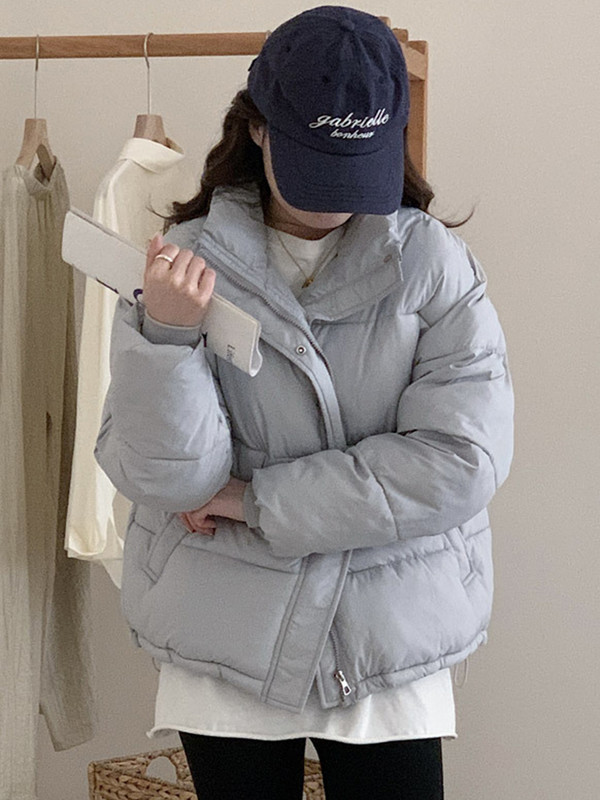 Korejska modna kratka pamučna jakna za 2023. Ženska ležerna topla jakna sa samostojećim ovratnikom Vintage ženska pufer jakna Široki kaput