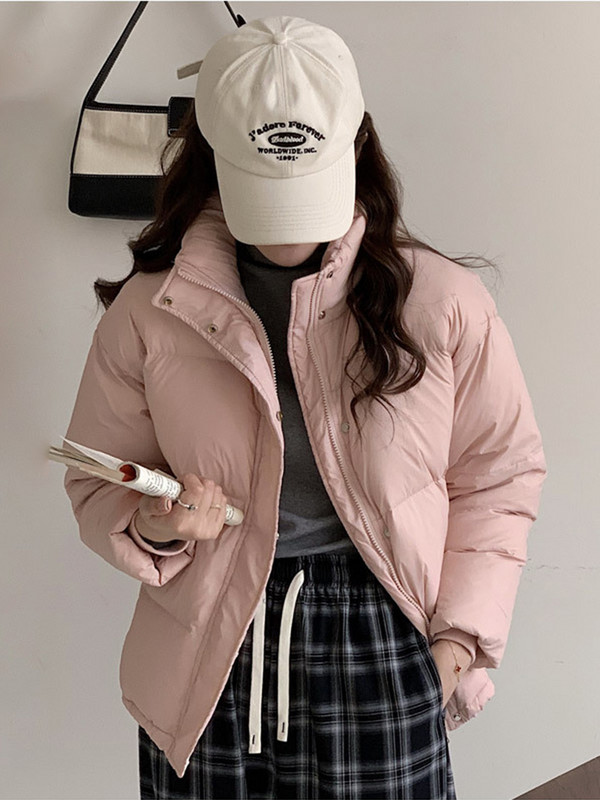 Korejska modna kratka pamučna jakna za 2023. Ženska ležerna topla jakna sa samostojećim ovratnikom Vintage ženska pufer jakna Široki kaput