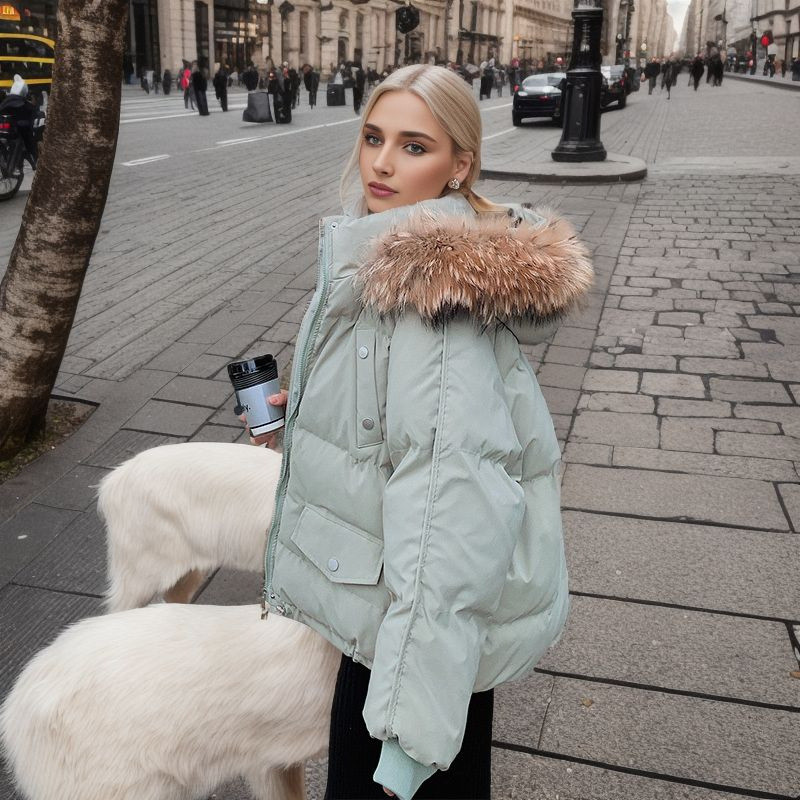 Iarnă 2023 Parka cu glugă pentru femei Jachetă mare cu guler de blană pentru damă, cu fermoar, jachetă puf largi, haină îngroșată, îmbrăcăminte caldă, rezistentă la vânt