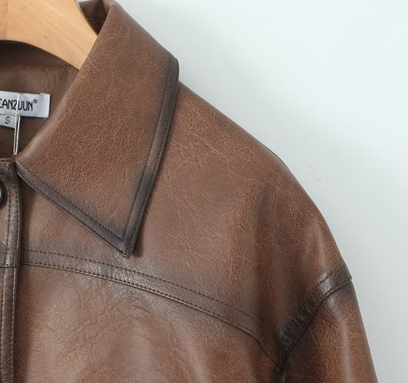 Ženska kratka jakna od pu kože, kaputi, topli kaput s dugim rukavima i patentnim zatvaračem, jesenska moda 2023. Ženska jednobojna gornja odjeća u ulici