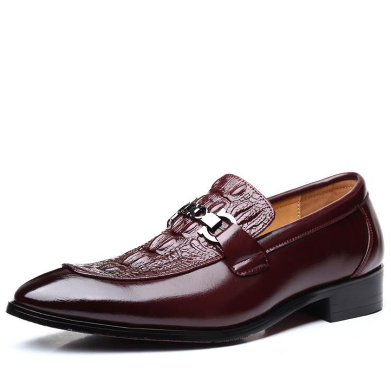 movechain Muškarci Haljina od krokodilske zrnate kože Poslovne uredske natikače Cipele Muške mokasinke za vjenčanja Muške ležerne ravne cipele s kopčom