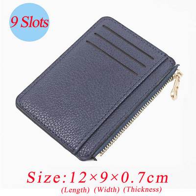 9 sloturi pentru carduri Suport card de credit cu fermoar ultra-subțire Portofel 100% piele pentru bărbați Poșetă subțire cu monede Portofel pentru carduri Genți