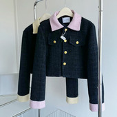 Jachetă din catifea cu parfum mic, vintage franceză de înaltă calitate, pentru femei, iarna 2023, la modă elegantă, haină scurtă de lână.