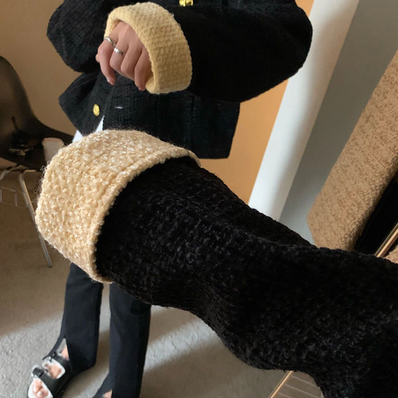 Jachetă din catifea cu parfum mic, vintage franceză de înaltă calitate, pentru femei, iarna 2023, la modă elegantă, haină scurtă de lână.