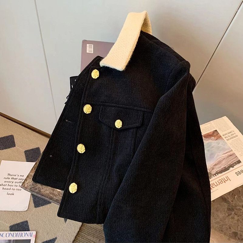 Jachetă din catifea cu parfum mic, vintage franceză de înaltă calitate, pentru femei, iarna 2023, la modă elegantă, haină scurtă de lână.