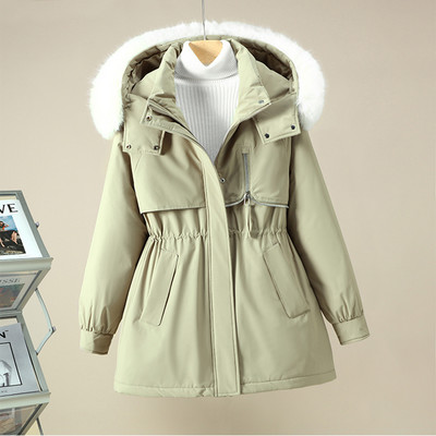 2023, iarna nouă, pentru femei, cu guler mare de blană, parkas cu glugă, jachetă căptușită din bumbac, pentru femei, cu șnur, îmbrăcăminte de vânt