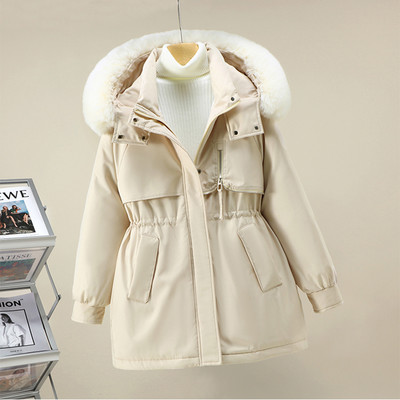 2023, iarna nouă, pentru femei, cu guler mare de blană, parkas cu glugă, jachetă căptușită din bumbac, pentru femei, cu șnur, îmbrăcăminte de vânt