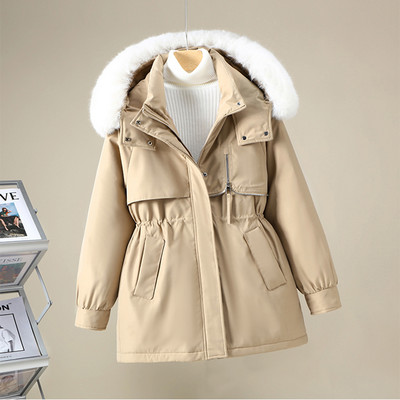 2023, iarna nouă, pentru femei, cu guler mare de blană, parkas cu glugă, jachetă căptușită din bumbac, pentru femei, cu șnur, îmbrăcăminte de vânt