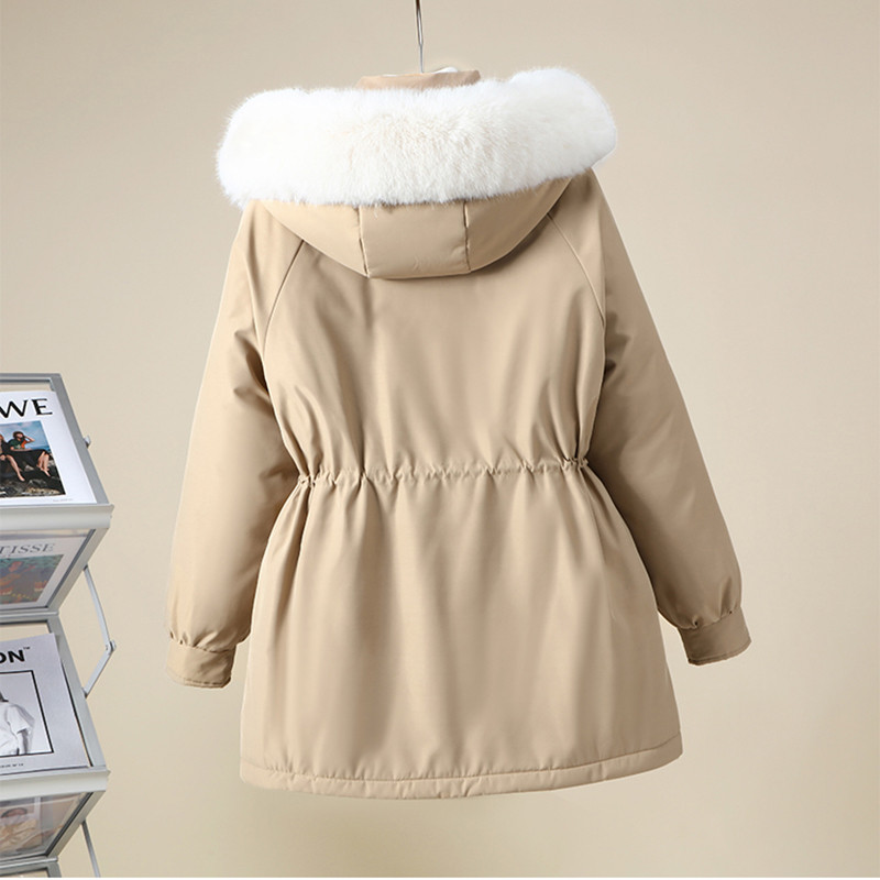 2023, iarna nouă, pentru femei, cu guler mare de blană, parkas cu glugă, jachetă căptușită din bumbac, pentru femei, cu șnur, îmbrăcăminte de vânt