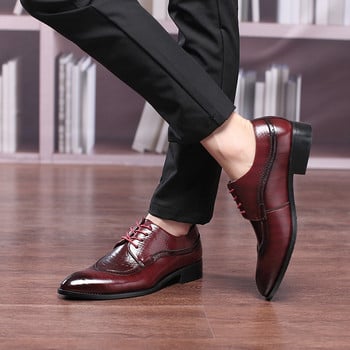 2020 Висококачествени италиански кожени обувки Мъжки модни бизнес обувки Ежедневни обувки Обувки с остри пръсти Сватбена равна рокля Парти обувки
