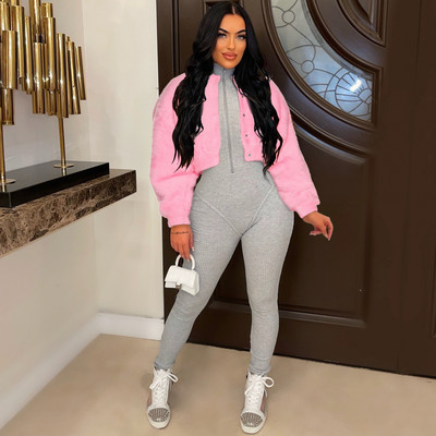 Zimska Y2K korejska modna bunda od umjetnog krzna Ženska topla mekana pahuljasta jakna s O-izrezom Ženska ulična odjeća Ležerna gornja odjeća