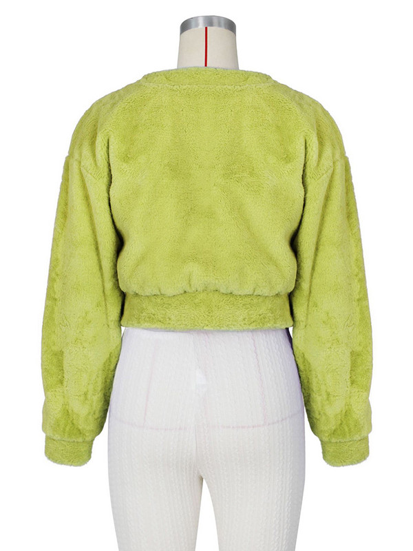 Zimska Y2K korejska modna bunda od umjetnog krzna Ženska topla mekana pahuljasta jakna s O-izrezom Ženska ulična odjeća Ležerna gornja odjeća