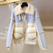 KBAT 2022, iarnă, parka caldă, jachetă mozaică, haină lângă din lână de miel pentru femei, jachetă motocicletă din bumbac, îmbrăcăminte pentru femei