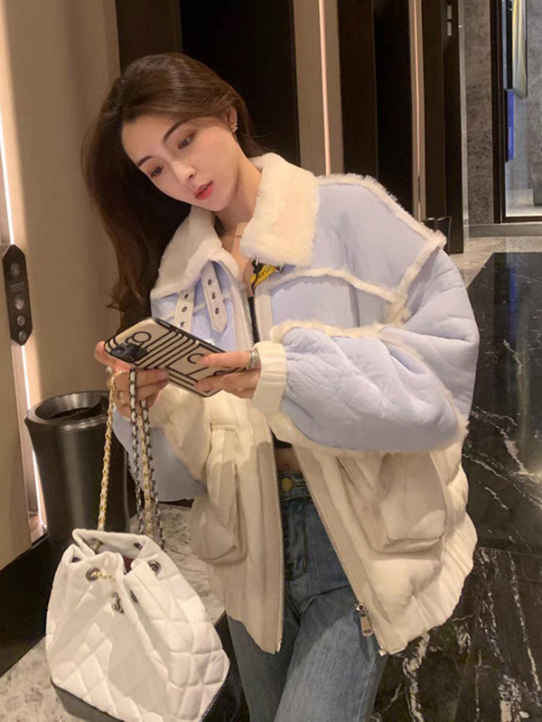 KBAT 2022, iarnă, parka caldă, jachetă mozaică, haină lângă din lână de miel pentru femei, jachetă motocicletă din bumbac, îmbrăcăminte pentru femei