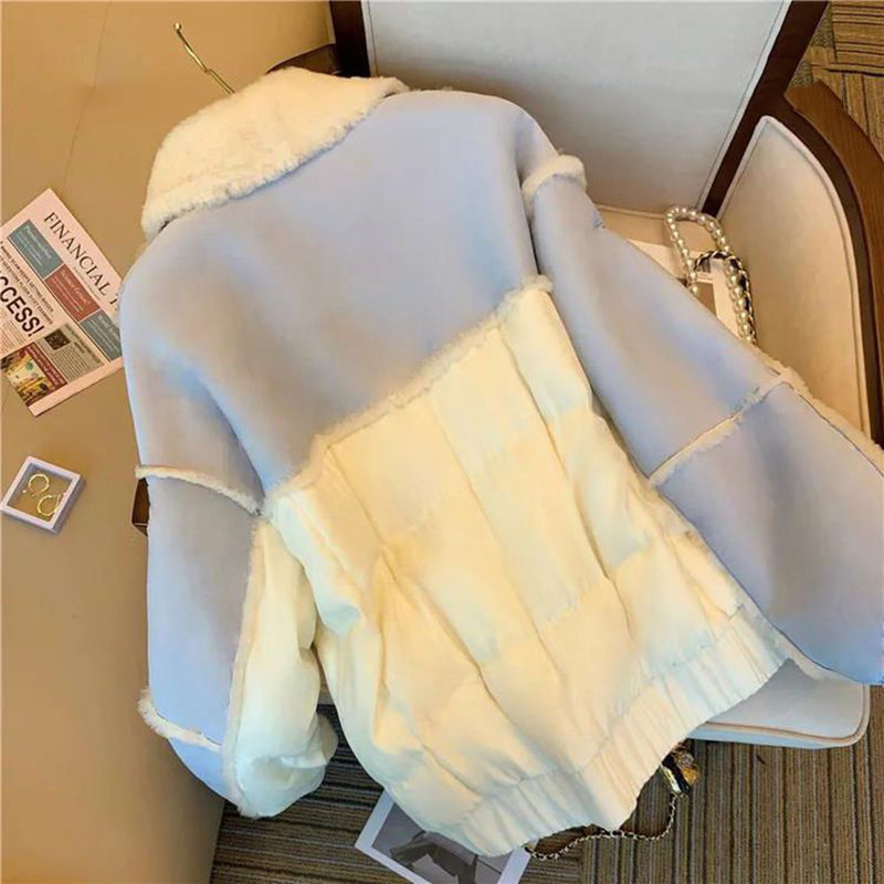 KBAT 2022, iarnă, parka caldă, jachetă mozaică, haină lângă din lână de miel pentru femei, jachetă motocicletă din bumbac, îmbrăcăminte pentru femei