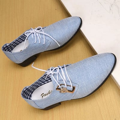 Pantofi derby din pânză Pantofi de rochie pentru bărbați Pantofi de nuntă din pânză ocazional Încălțăminte formală pentru bărbați Mocasini mixcolor Pantofi pentru bărbați Albastru Nou