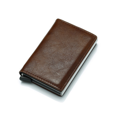 Noi bărbați, femei, portofel inteligent, suport card bancar de credit, poșetă de modă, aliaj de aluminiu, mini portofel de afaceri, marca PU