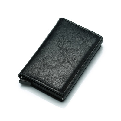 Noi bărbați, femei, portofel inteligent, suport card bancar de credit, poșetă de modă, aliaj de aluminiu, mini portofel de afaceri, marca PU