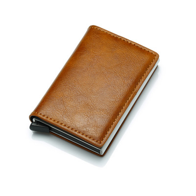 Noi bărbați, femei, portofel inteligent, suport card bancar de credit, poșetă de modă, aliaj de aluminiu, mini portofel de afaceri, marca PU