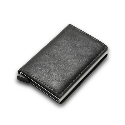 Noi bărbați, femei, portofel inteligent, suport card bancar de credit, poșetă de modă, aliaj de aluminiu, mini portofel de afaceri, marca PU