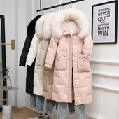 KBAT 2023 Duga zimska snježna jakna s kapuljačom Ženski veliki krzneni ovratnik Topli kaput Ženska ženska puhasta topla debela parka prekomjerna