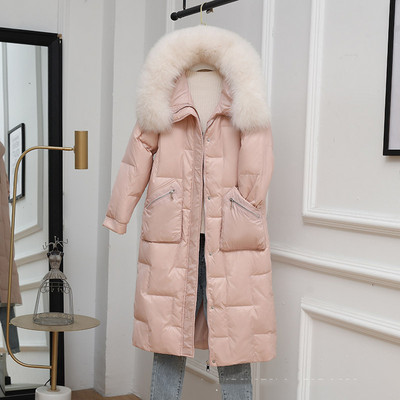 KBAT 2023 Duga zimska snježna jakna s kapuljačom Ženski veliki krzneni ovratnik Topli kaput Ženska ženska puhasta topla debela parka prekomjerna