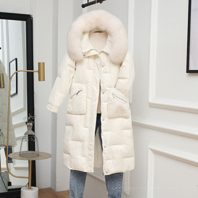 KBAT 2023 Duga zimska snježna jakna s kapuljačom Ženski veliki krzneni ovratnik Topli kaput Ženska ženska puhasta topla debela parka prekomjerna
