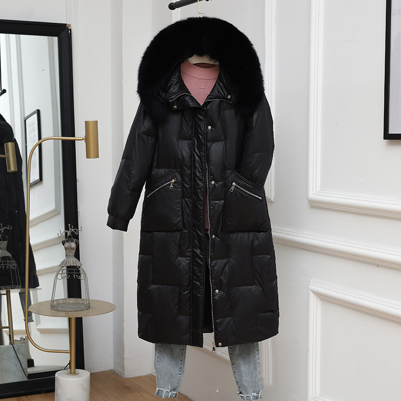 KBAT 2023 Duga zimska snježna jakna s kapuljačom Ženski veliki krzneni ovratnik Topli kaput Ženska ženska puhasta topla debela parka prekomjerna