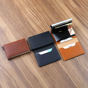 Държач за кредитни карти за мъже Държачи за банкови карти Кожен RFID портфейл Мини щипки за пари Бизнес луксозно дамско малко портмоне