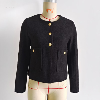 Jachetă din tweed de înaltă calitate, vintage franceză, cu parfum mic, pentru femei, toamnă iarnă, haină lângă de lână, îmbrăcăminte exterioară la modă