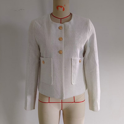 Jachetă din tweed de înaltă calitate, vintage franceză, cu parfum mic, pentru femei, toamnă iarnă, haină lângă de lână, îmbrăcăminte exterioară la modă