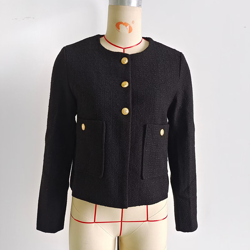 Jachetă din tweed de înaltă calitate, vintage franceză, cu parfum mic, pentru femei, toamnă iarnă, haină lângă de lână, îmbrăcăminte exterioară la modă