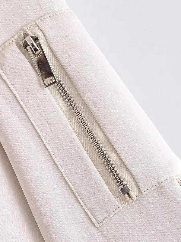 Ženske modne bomber jakne Labavi satenski kaput s džepovima i patentnim zatvaračem Vintage O-izrez dugih rukava Ženska šik vanjska odjeća