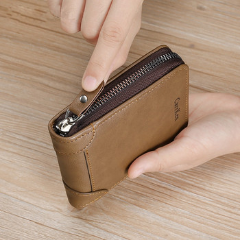 Δερμάτινο ανδρικό πορτοφόλι με φερμουάρ Μικρό πορτοφόλι Θήκη κάρτας Άνδρας Carteira Masculina Couro Coin Purse Man Porte Monnaie Money Bag 2022