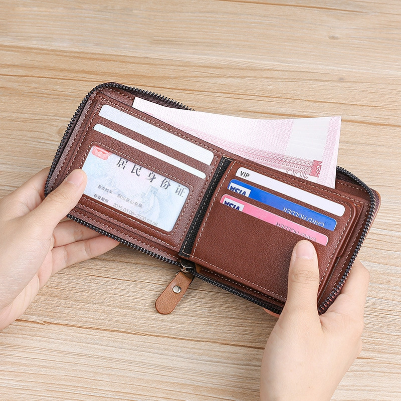 Portofel din piele bărbați cu fermoar posetă mică Suport carduri bărbați carteira masculină couro portmoneu bărbat porte monnaie geantă de bani 2022