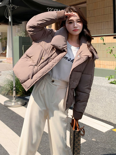 2023. aasta uus talvine lumemantel Parka naiste paks soe jope lahtine lühike krae puuvillane polsterdatud mantel