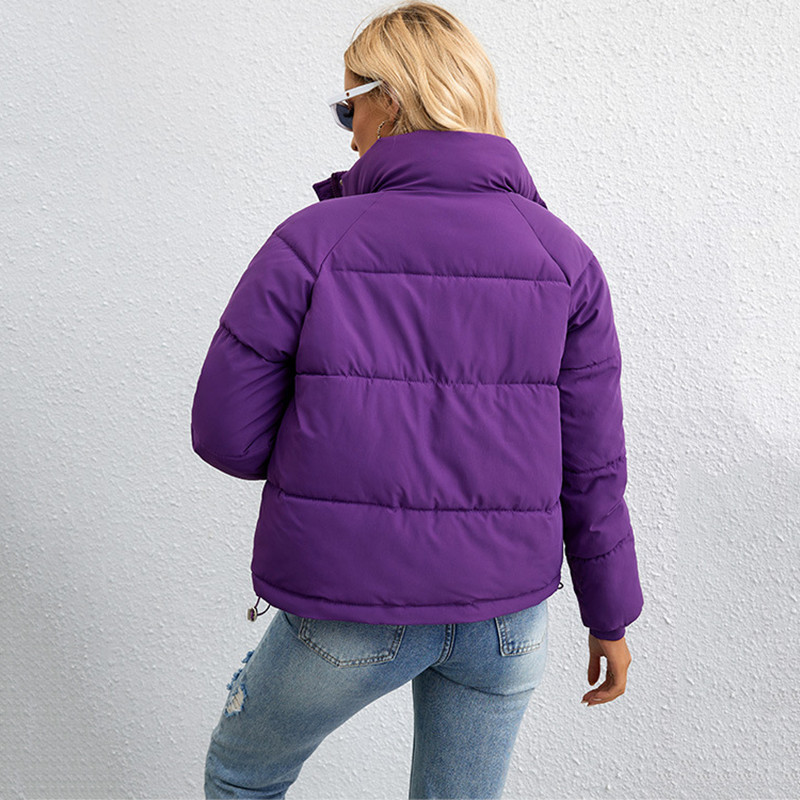 Moteriški žieminiai trumpi paltai, 2023 m. Nauji pūkuoti švarkai, didelės kišenės, stovi apykaklė, medvilninė paminkštinta laisvalaikio šilta parkų apatinė apranga