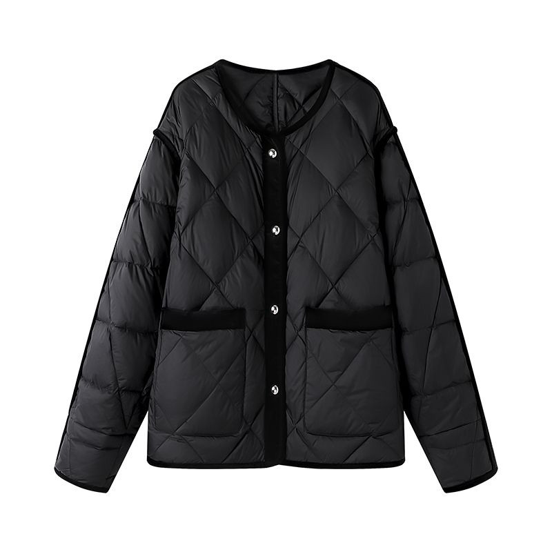 2023 m. žiemos prabangūs moteriški drabužiai su kakleliu Moteriškas sniego paltas Itin lengvas šiltas švarkas Laisvalaikio moteriškos pūkinės striukės paltas