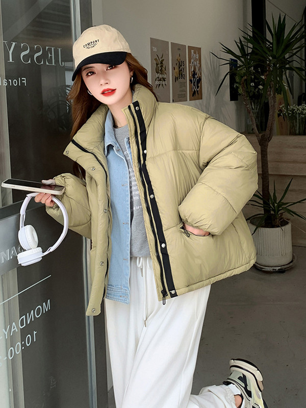 Parka căptușită din bumbac de iarnă 2023, haină de zăpadă pentru femei, falsă, două piese, haină scurtă, haine de stradă, haine calde.