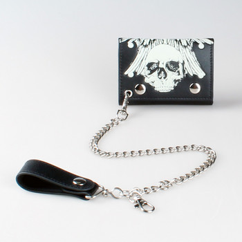 Ανδρικό πορτοφόλι, θήκη για κάρτα Skull Chain, Punk Hip Hop Trifold Wallet Coin τσαντάκι