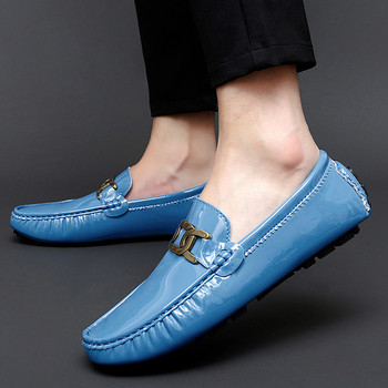 Многоцветни мъжки ежедневни лачени мокасини Бизнес официални едноцветни офис обувки за мъже, шофиращи мокасини с равни обувки 35~48