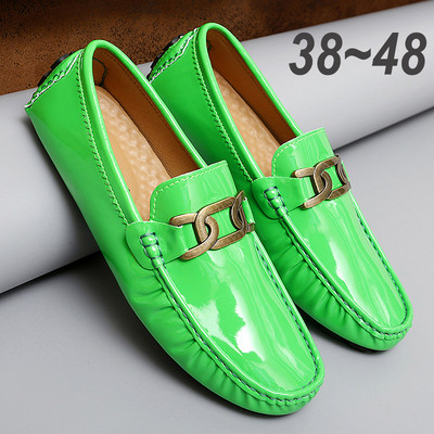 Многоцветни мъжки ежедневни лачени мокасини Бизнес официални едноцветни офис обувки за мъже, шофиращи мокасини с равни обувки 35~48