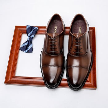 Обувки за рокли Мъжки обувки Висококачествени ръчно изработени кожени костюми от Оксфорд Обувки Обувки Сватбени официални италиански обувки Горещи