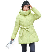 2023 m. žieminės moteriškos pūkinės striukės, medvilnine paminkštinta, šilta, laisvalaikio moteriška striukė su gobtuvu. Parka paltas